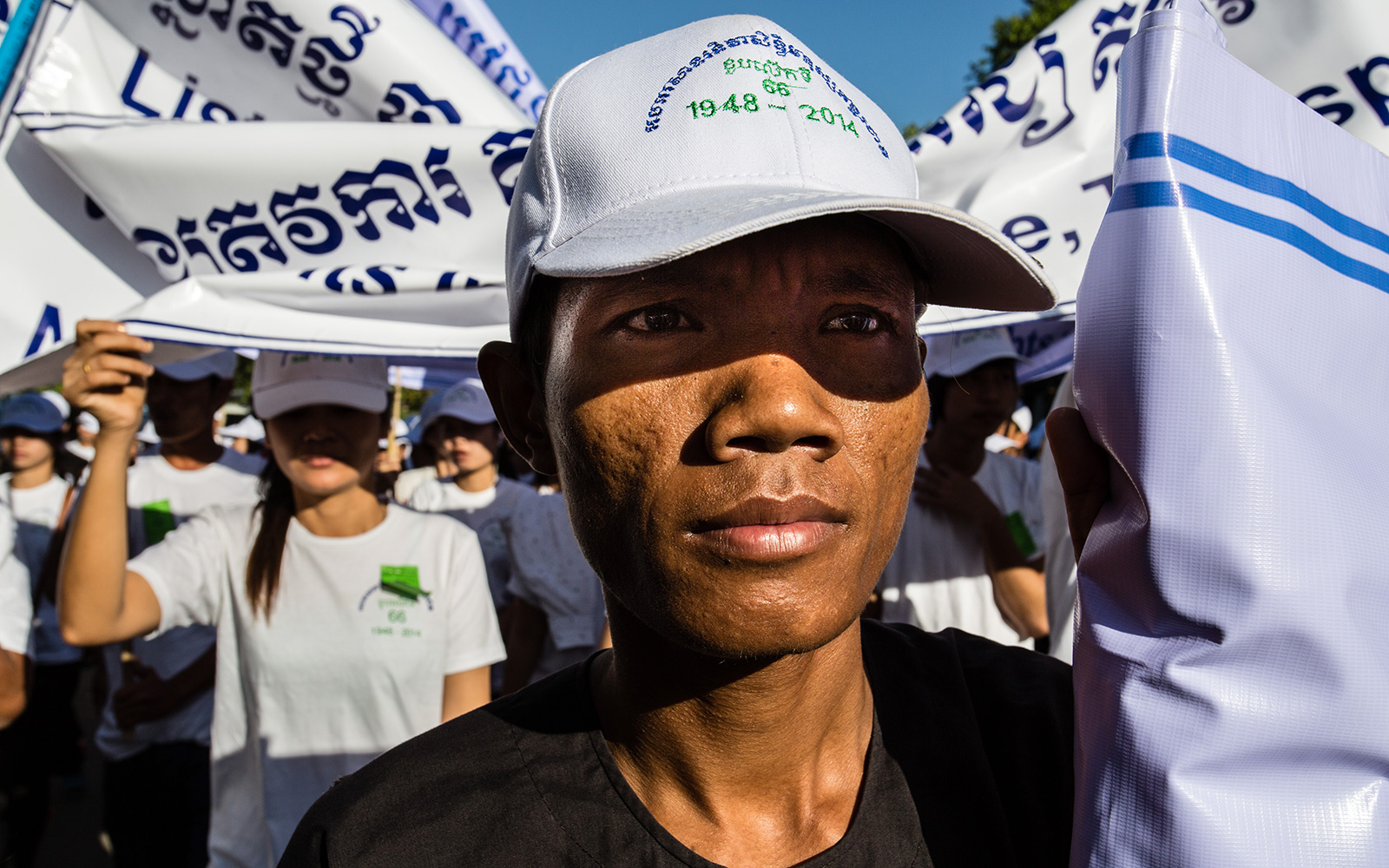 Protestmars tijdens Human Rights Day 2015, Phnom Penh.